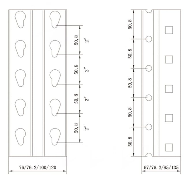 US Bolted Type Upright Frame Teardrop Pallet Rack